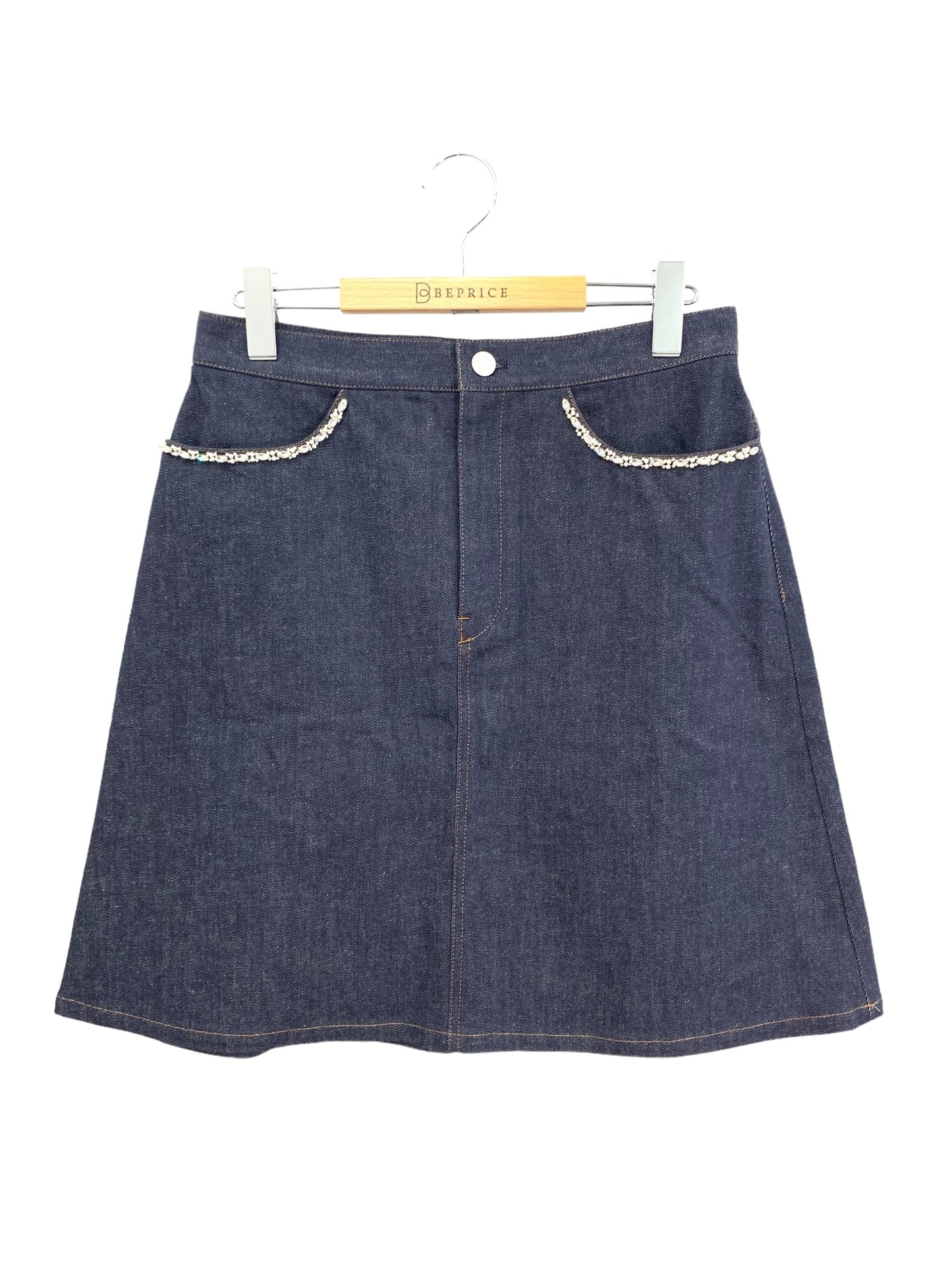 フォクシーニューヨーク Winston skirt ウィンストン 44227 スカート 42 ネイビー デニム ビジュー IT27KUPJDDHO