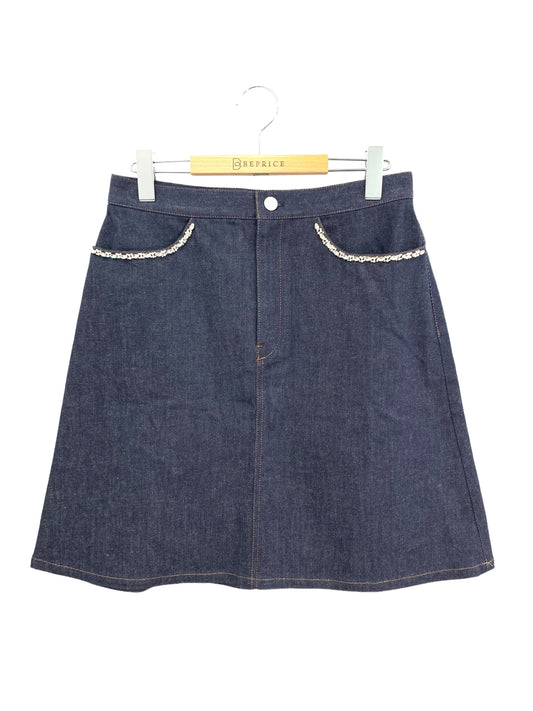 フォクシーニューヨーク Winston skirt ウィンストン 44227 スカート 42 ネイビー デニム ビジュー IT27KUPJDDHO