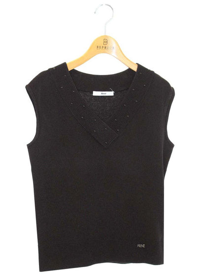 ルネ トップス 36 ブラック ニット スタッズ ITZFZEFO2FW4