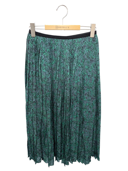 ドゥロワー ジョーゼットプリントプリーツスカート 6524-299-1436 36 グリーン シルク ITK4IT6KC290