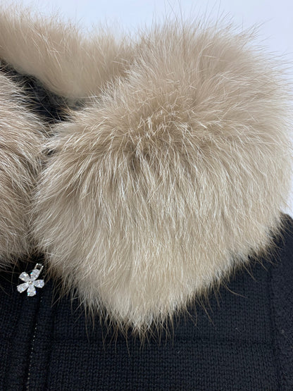 ルネ 6032077 ジップカーディガン 36 ブラック カシミヤ フォックスファー ITUUXWG9MW0Y