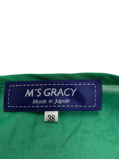 エムズグレイシー Shirring Blouse 910306 シャツ ブラウス 38 グリーン シアー キャミソール付き IT7L6X39AWXE