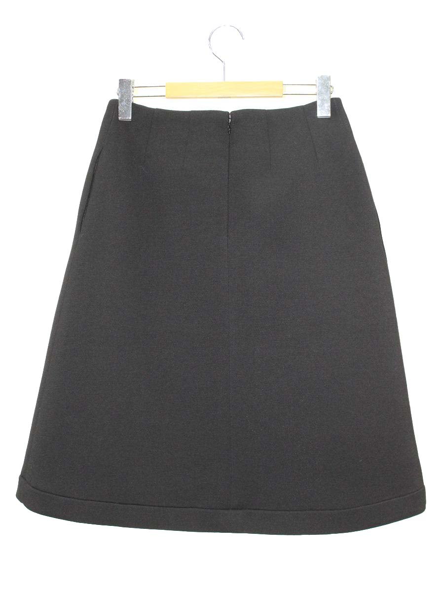 エムズグレイシー 917508 スカート 40 ブラック フラワーモチーフ タックフレア IT7YKMUOWSZO