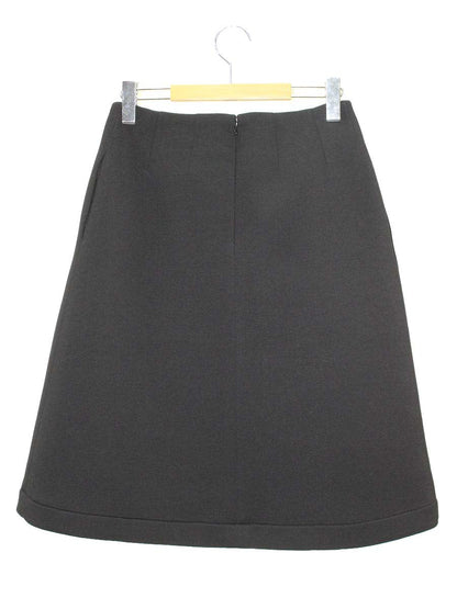 エムズグレイシー 917508 スカート 40 ブラック フラワーモチーフ タックフレア IT7YKMUOWSZO