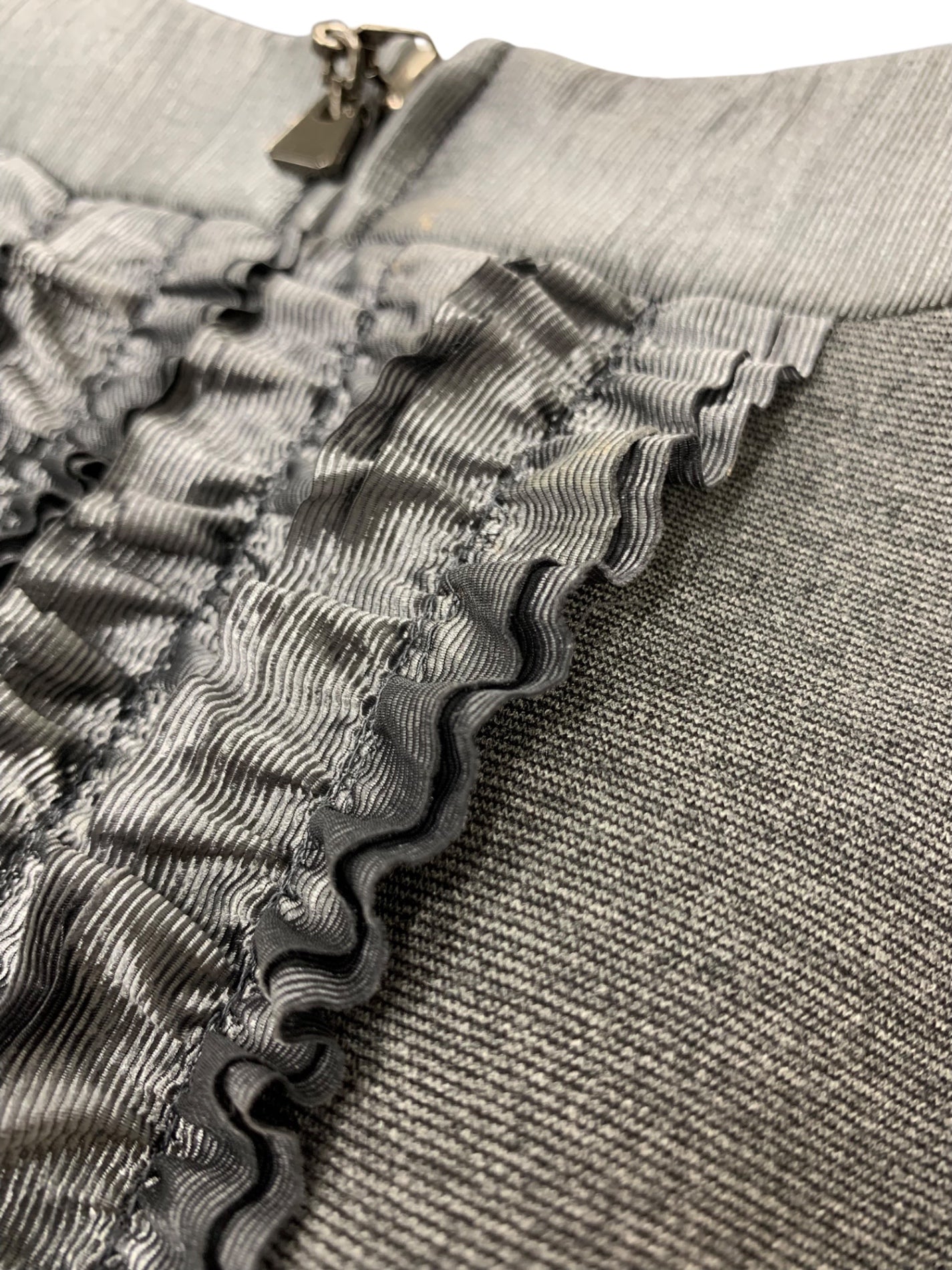 エムプルミエ A806-016 ノーカラージャケット 38 グレー ジップ フリル IT00ZIJWOOE0