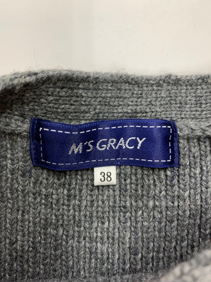 エムズグレイシー ケープ風フリルジレ 118626 ニット セーター 38 グレー ITWJN8FWA9XY