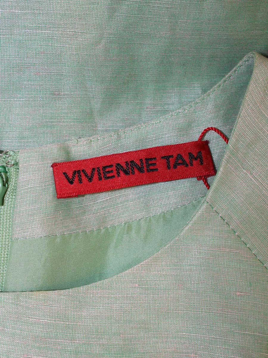 ヴィヴィアンタム 015-142355 ワンピース 0 グリーン 刺繍 リネン シルク IT05AN2L94UG