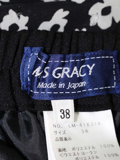 エムズグレイシー 416316 パンツ 38 ブラック フラワーモチーフ ドット柄 IT99RURSAQ1I