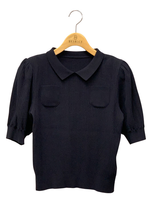 フォクシーブティック Seine 45339 ニット 40 ネイビー パフスリーブ IT8VPMOF2P0C