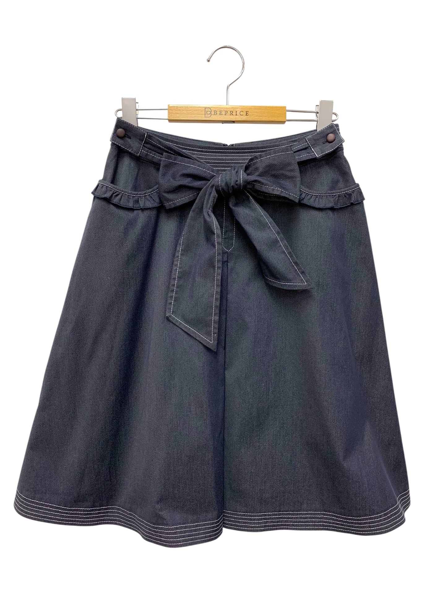 トゥービーシック W5S15-350-29 デニムスカート 40 ネイビー ウエストリボン レース ITZPC9ISJHYS 【SALE】