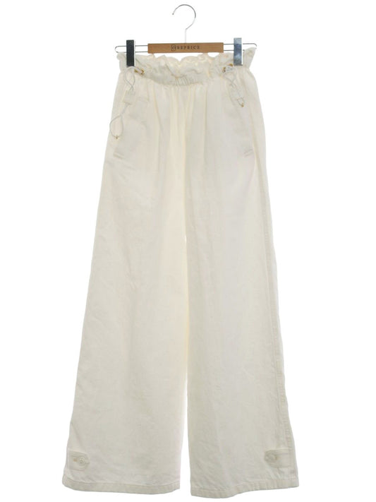 グレースクラス ドロストセミワイド 02222 11092-00 パンツ 36 ホワイト ギャザー IT0V3EQVN1YW