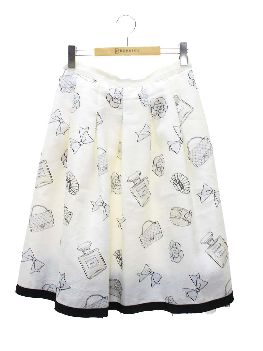 エムズグレイシー 117322 スカート 40 ホワイト タック フリル アイコン ITU0LART8XEE