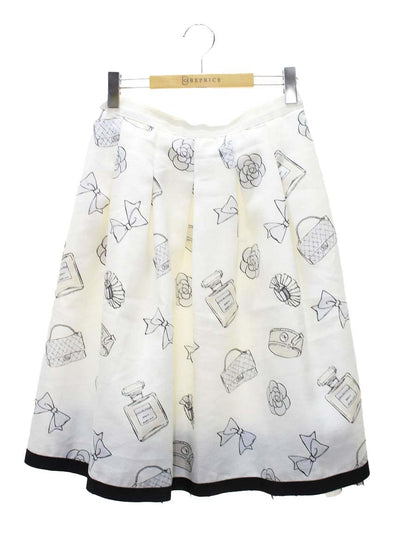 エムズグレイシー 117322 スカート 40 ホワイト タック フリル アイコン ITU0LART8XEE