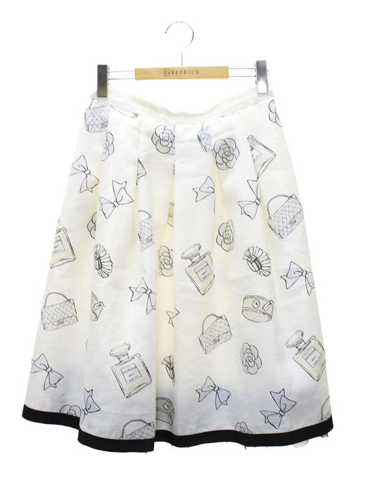 エムズグレイシー 117322 スカート 40 ホワイト タック フリル アイコン ITU0LART8XEE