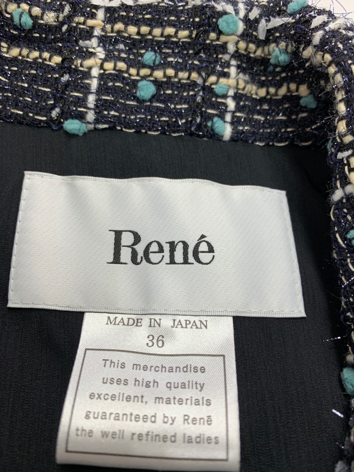 ルネ 6323940 ベスト 36 ネイビー TISSUE社製ツイード IT6PS29J873Q