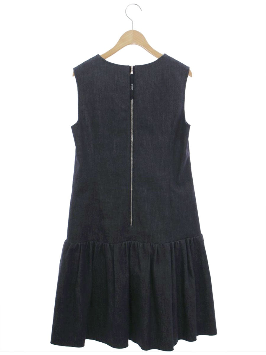 フォクシーニューヨーク 39368 ワンピース 40 ネイビー デニム フリル Vネック ITMQE44DRYMU
