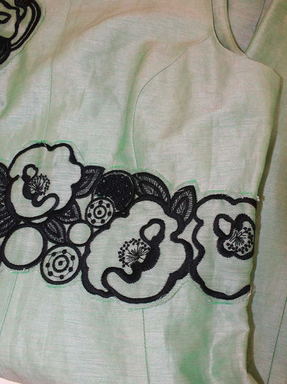 ヴィヴィアンタム 015-142355 ワンピース 0 グリーン 刺繍 リネン シルク IT05AN2L94UG