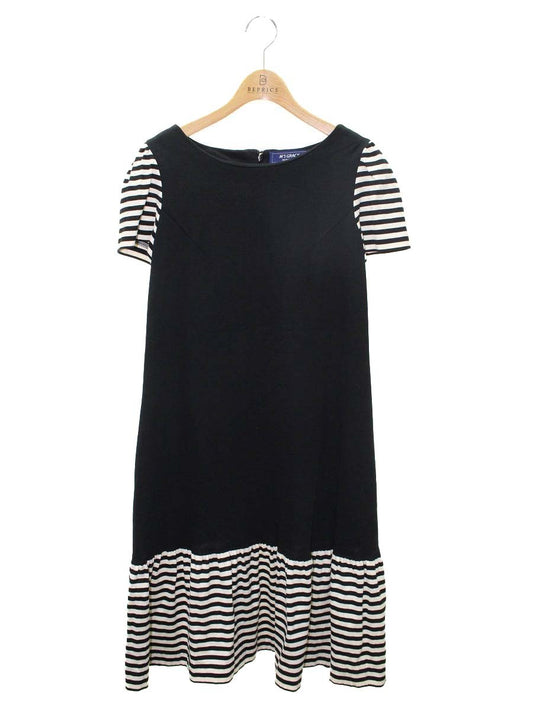 エムズグレイシー ボーダー使いカットソーワンピース 211319 38 ブラック IT82NCJ54J38