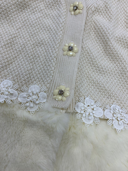 スーパービューティー ボレロ 40 アイボリー ニット レース ストーン レッキス ファー 2way IT783VPFNPVK 【SALE】