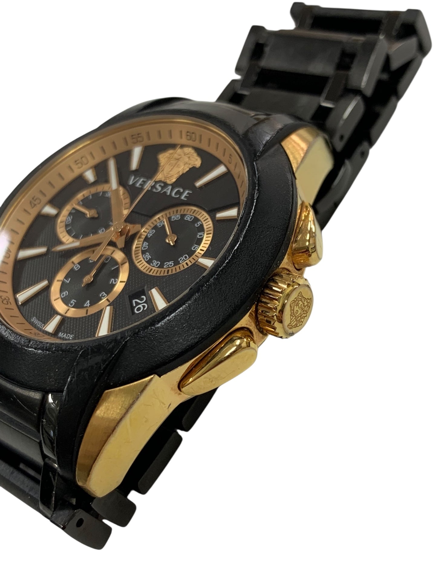 ヴェルサーチェ VEM8 腕時計 ブラック メデューサ クロノグラフ デイト ITD74F2J7KO0