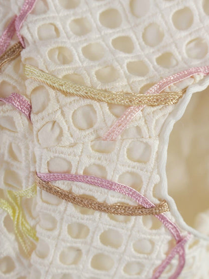 トッカ OPTOLS0230 ワンピース 2 ホワイト カットワーク タック フレア ITC2RWDQ2B4E 【SALE】