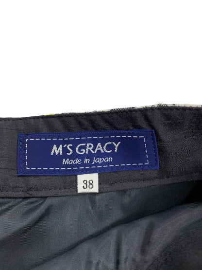 エムズグレイシー 517111 スカート 38 ブラック デイジー柄ジャガード ITPAU4I1ZO25