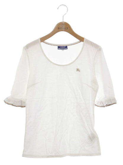 バーバリーブルーレーベル E1P49-562-02 カットソー 38 ホワイト 袖フリル チェック柄 IT9YYR8JIOQC