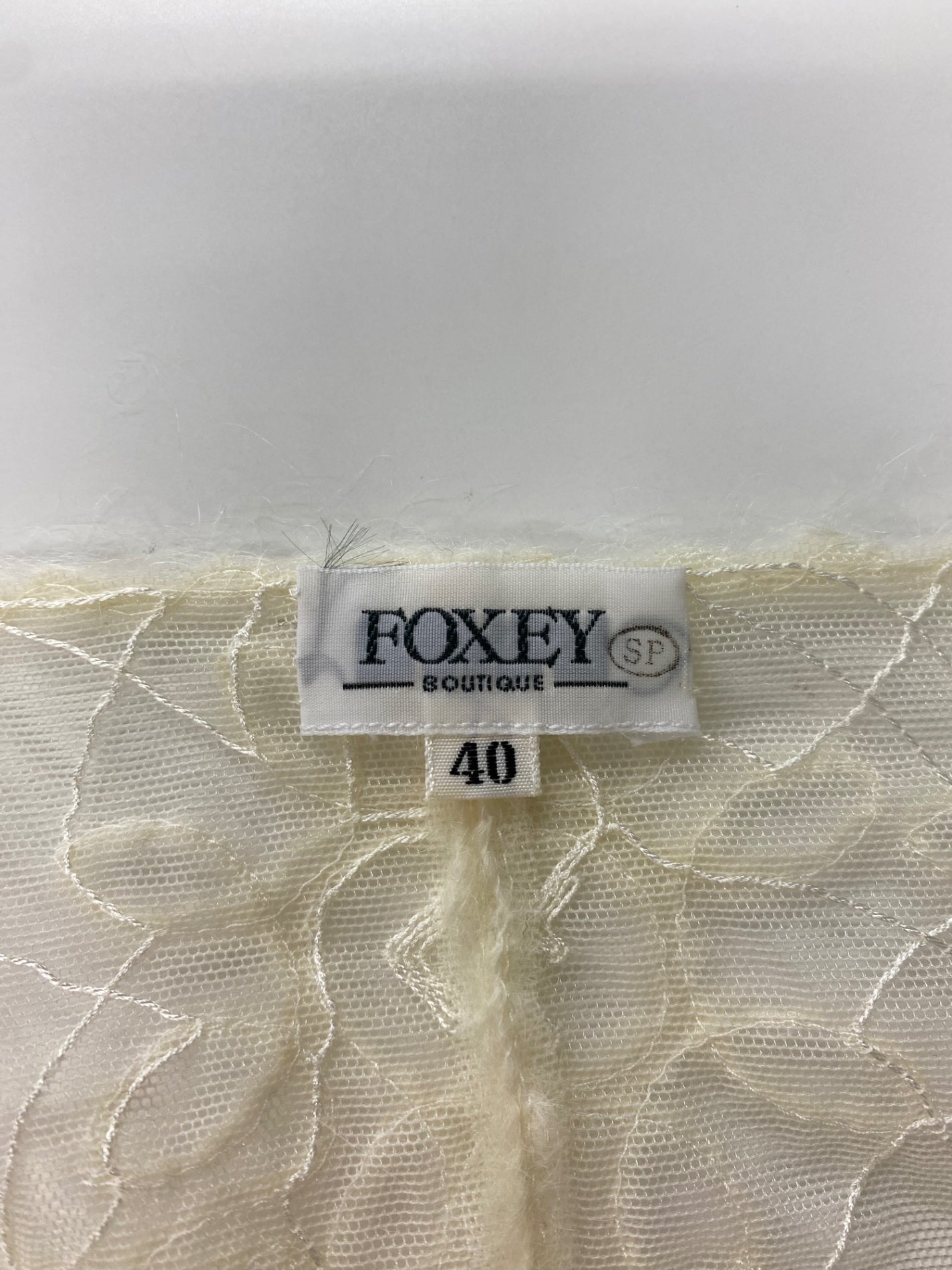 フォクシーブティック 18719 カーディガン 40 アイボリー モヘヤ混 メッシュ地 ITSIZNY8RNYG