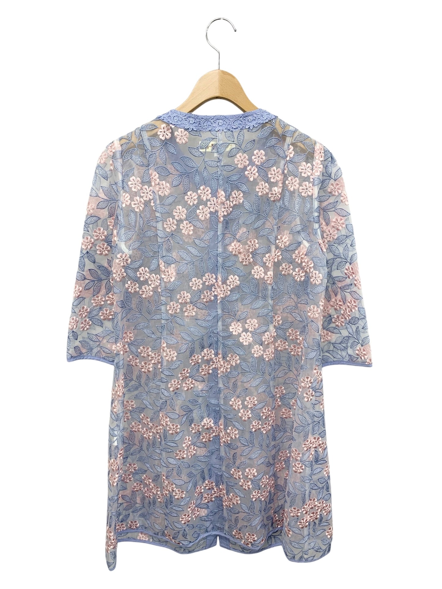 スーパービューティー ロングカーディガン 42 ブルー フラワーモチーフ レース ITW9WJV1JYDS