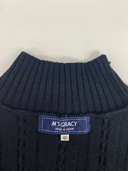 エムズグレイシー 118612 ニット セーター 40 ブラック ケーブル編み フリル IT6Z4DA0WBT1 【SALE】
