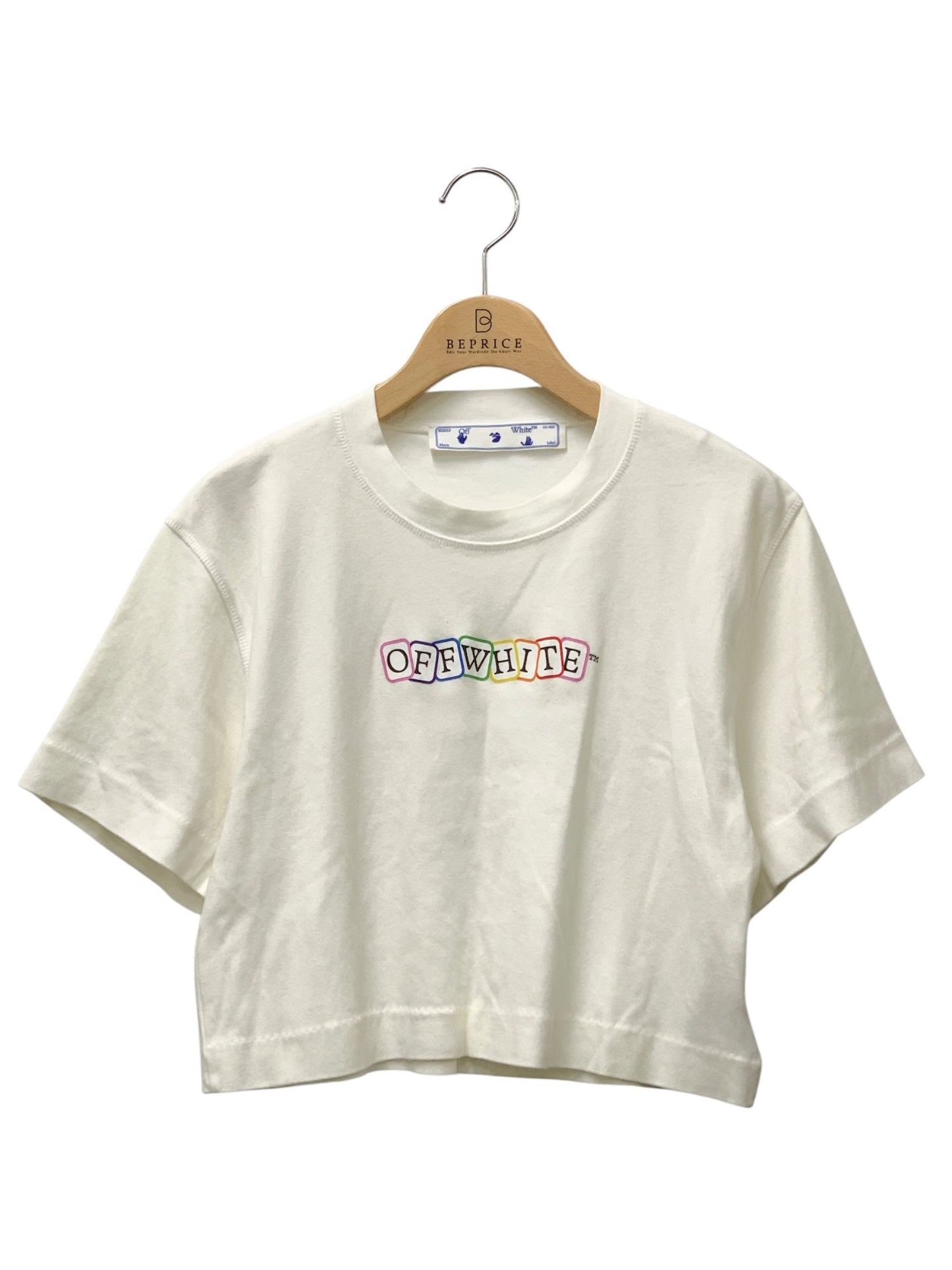 オフホワイト OWAA090S21JER003 Tシャツ XS ホワイト ロゴ ショート丈 IT1Q238SIAPK