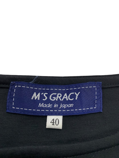 エムズグレイシー 515301 カットソー 40 ブラック フラワーモチーフ パフスリーブ ITM8PL15VTJQ