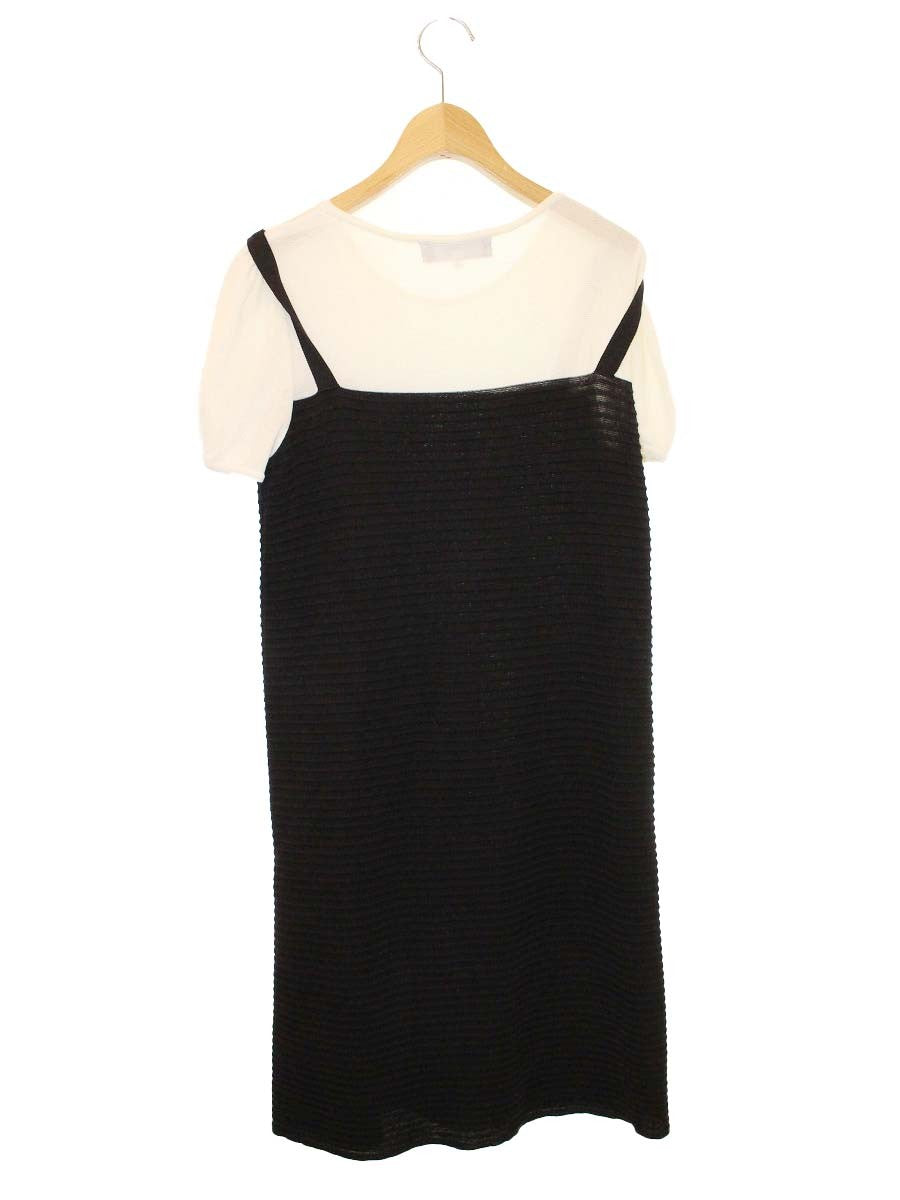 エムズグレイシー 918331 ワンピース 38 ブラック Layered Style Knit One-piece IT8YTDMFPIPS