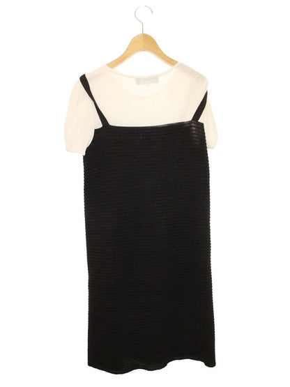 エムズグレイシー 918331 ワンピース 38 ブラック Layered Style Knit One-piece IT8YTDMFPIPS