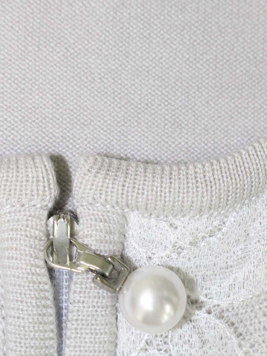 ルネ 6822450 カーディガン 34 グレー レース パールストーン Wジップ IT52RLYKSX4I