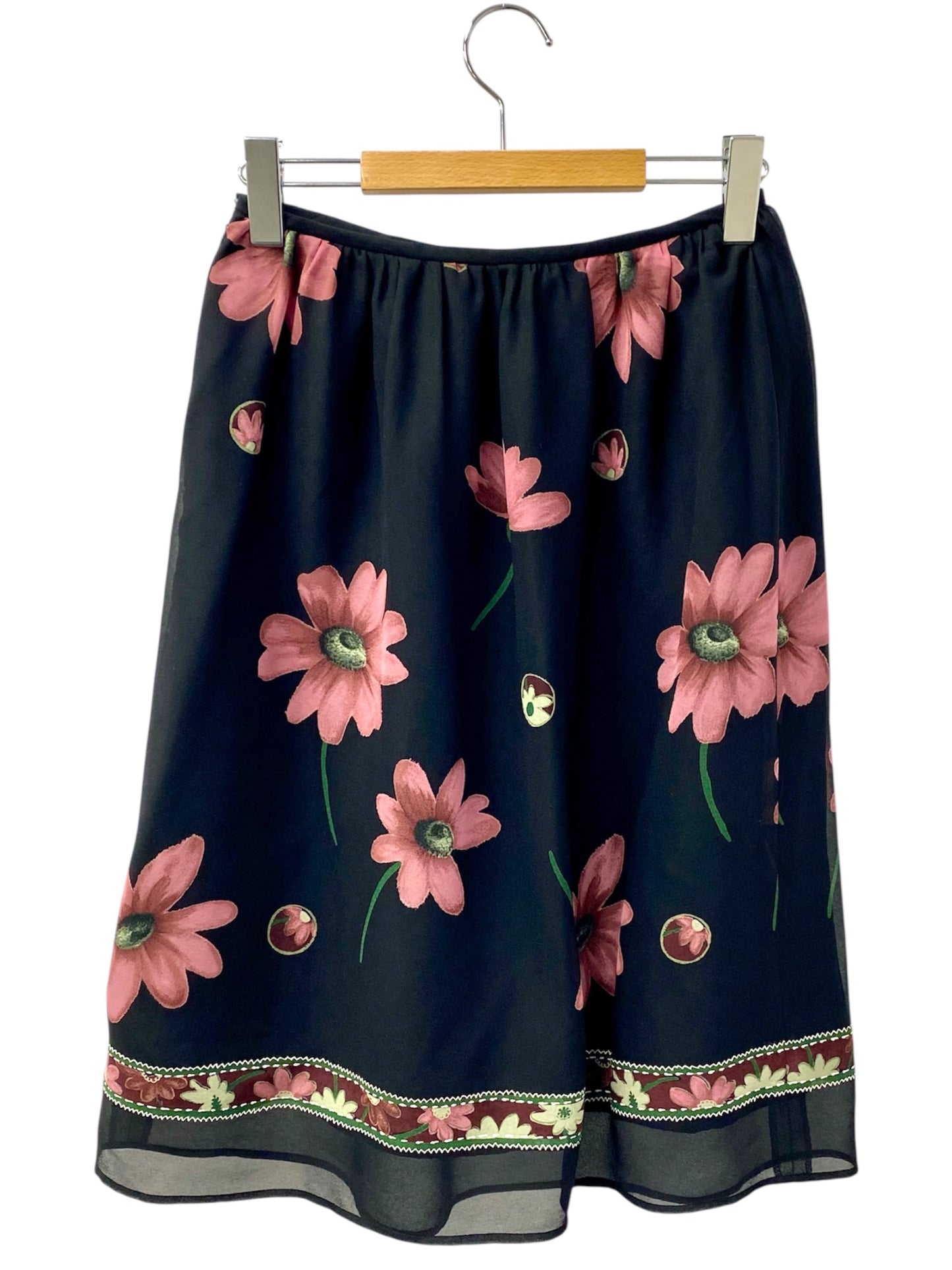 エムズグレイシー 627508 スカート 38 ブラック フラワーモチーフ ITKQOLR96AIU