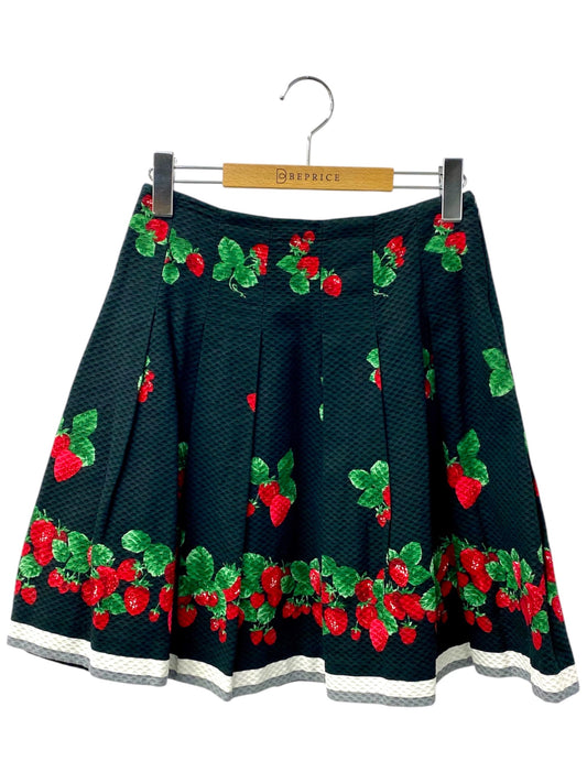 エムズグレイシー 527326 スカート 38 ブラック イチゴモチーフ フレア IT83V5VY7X41