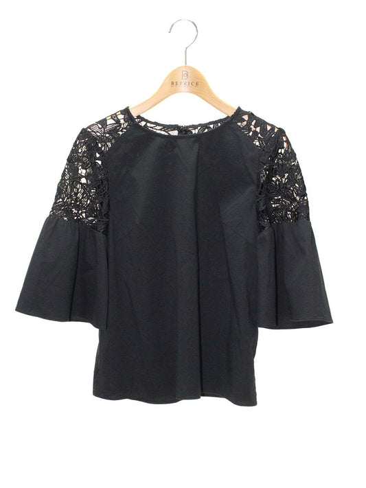 エムプルミエブラック C327-007 ブラウス 34 ブラック レース IT0B2VVM625U