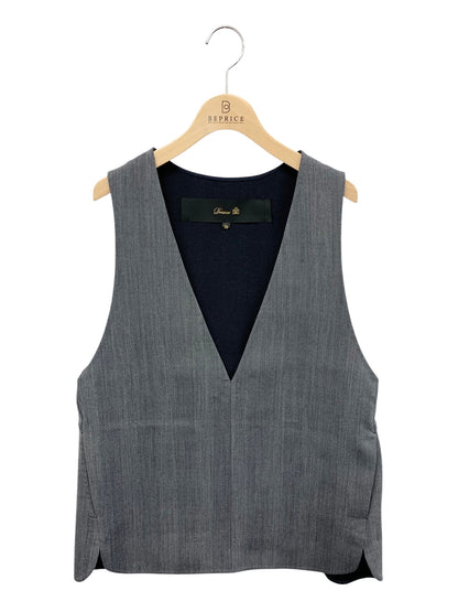 ドゥロワー FALL1 ヘリンボーンノースリーブVネックブラウス 6521-299-1248 ジレ 38 グレー ウール ヘリボーン ITWEN543BB1Q