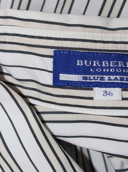 バーバリーブルーレーベル FEF41-524-01 シャツ 36 ホワイト/ベージュ ストライプ リボン IT81SY4V8P45