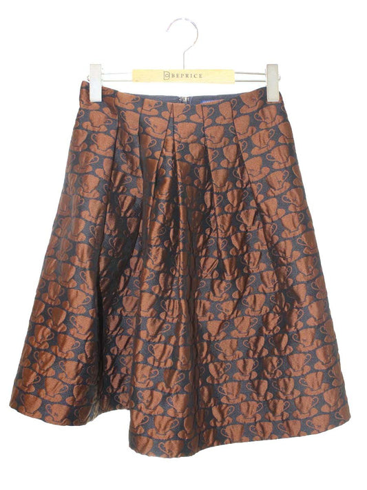 エムズグレイシー Coffee Cup Motif Skirt 917534 スカート 36 ブラウン ITQG6WIR6G84