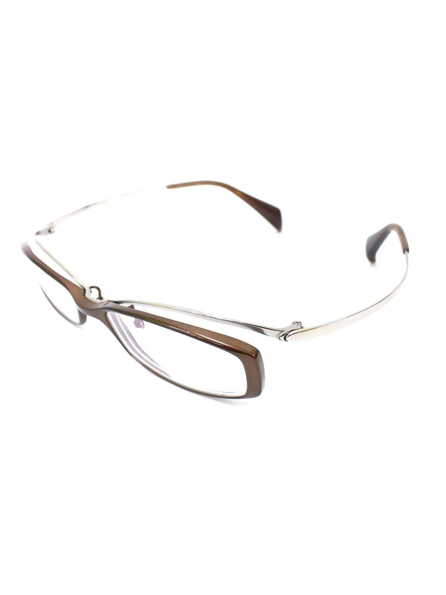 ハマモト HT-056 メガネ ブラウン/シルバー コンビフレーム スクエア ITCCY53M4KVK