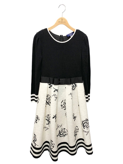 エムズグレイシー 411108 ワンピース 38 ブラック ローズモチーフ IT10ZWPS8C0K