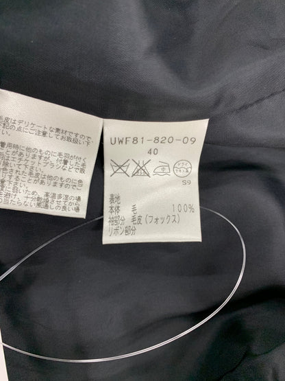 トゥービーシック UWF81-820809 ジャケット 40 ブラック ノーカラー フォックスファー ウール ITUZ9W04O2QY