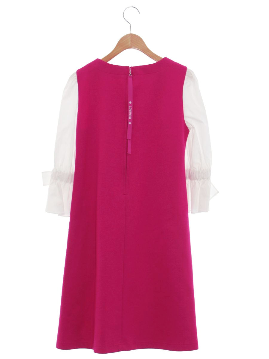 エムズグレイシー 911314 ワンピース 36 ピンク 袖リボン 異素材 ITCHM8LXA1PO