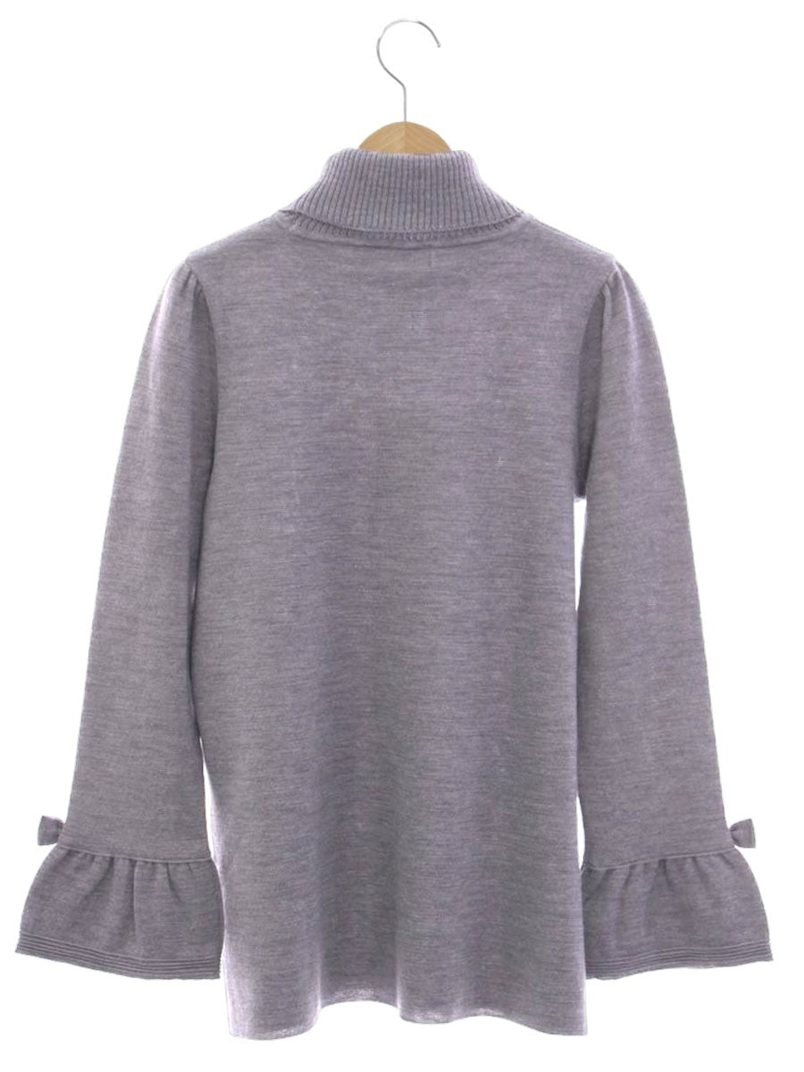 エムズグレイシー 318706 タートルネックニット 38 グレー リボン ベルスリーブ ITFRTYJNOW66