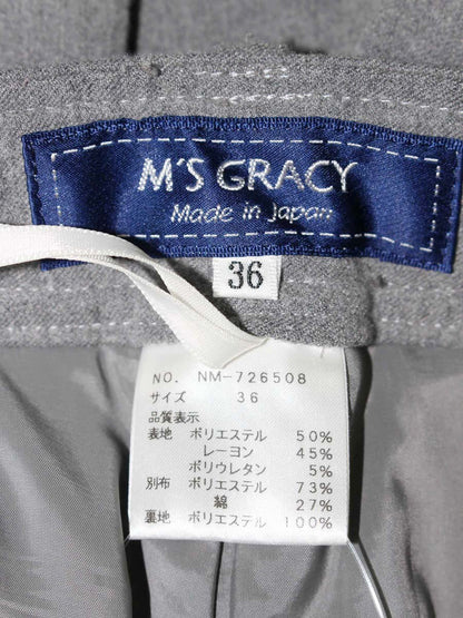 エムズグレイシー 726508 パンツ 36 グレー 裾リボン IT1YBYK65LBM