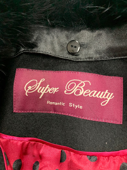 スーパービューティー ロングコート 44 ブラック フォックスファー ウール ITRL9F37MNPJ