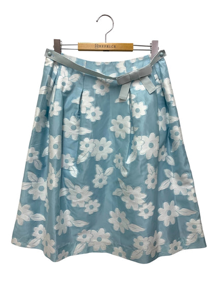 エムズグレイシー 017126 スカート 40 ブルー オーガンジー フラワーモチーフ ITT8TJ5GRGNZ 【SALE】