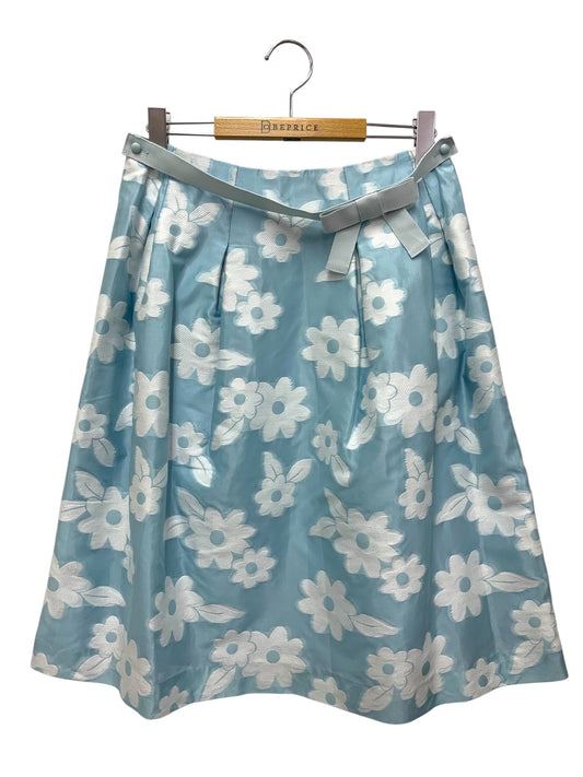 エムズグレイシー 017126 スカート 40 ブルー オーガンジー フラワーモチーフ ITT8TJ5GRGNZ 【SALE】